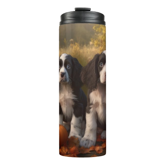 Bouteilles Isothermes Springer Spaniel Chiot Automne Citrouille de plais (Devant)