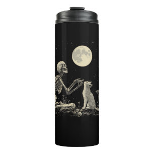 Bouteilles Isothermes Squelette Chat Pleine lune Mystique Gothique Dark 