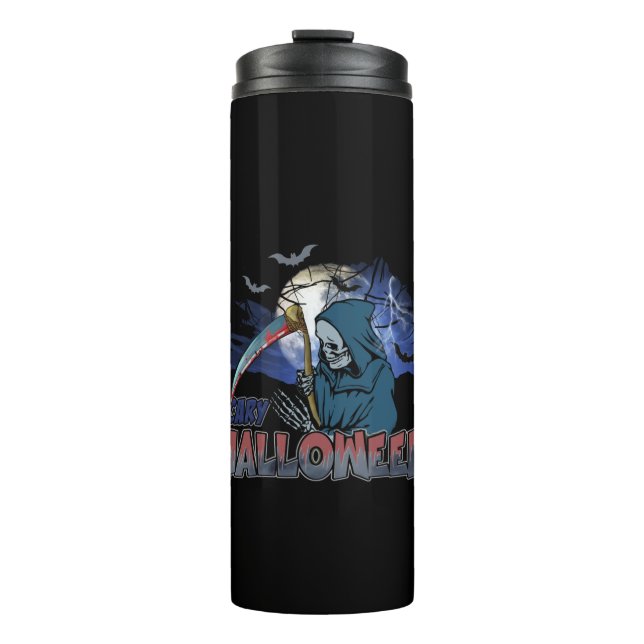 Bouteilles Isothermes Squelette Mal Dans La Nuit Noire Effrayant Hallowe (Devant)