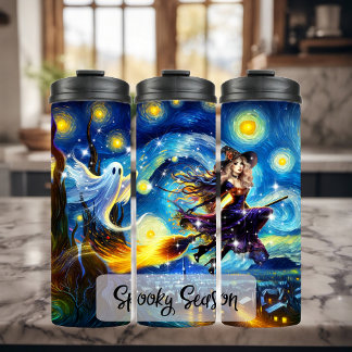 Bouteilles Isothermes Starry Night Witchy Halloween Design