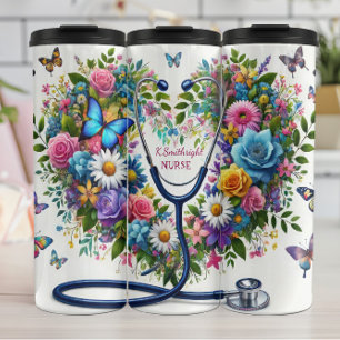 Bouteilles Isothermes Stéthoscope Papillon Floral Infirmière Cœur