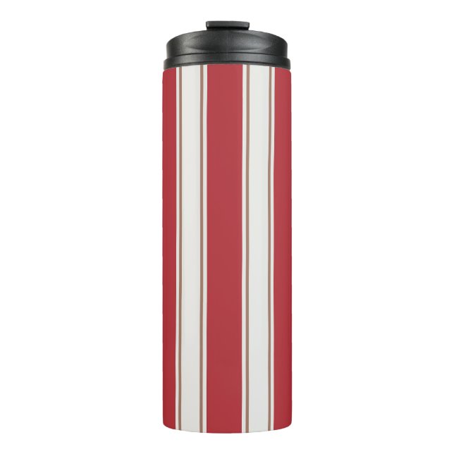 Bouteilles Isothermes Stripes de souris classiques rouge, blanc et mocha (Devant)