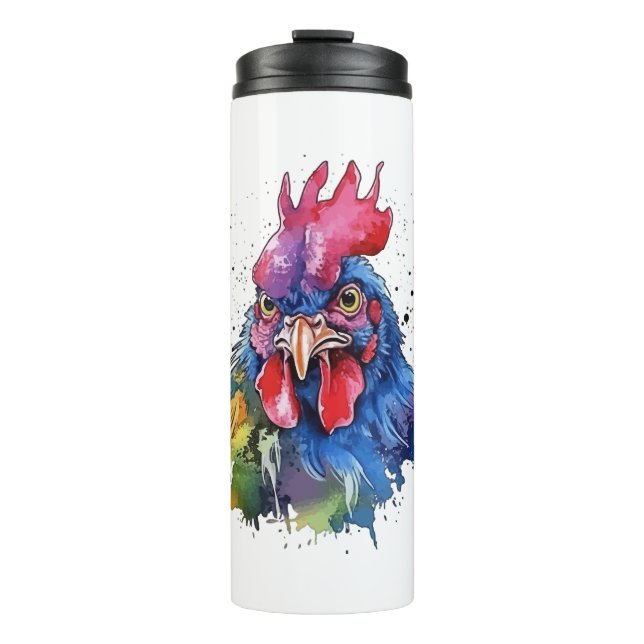 Bouteilles Isothermes Style d'aquarelle de poulet du coq du pays (Devant)