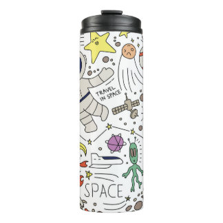 Bouteilles Isothermes Style Doodle, illustration du thème spatial.