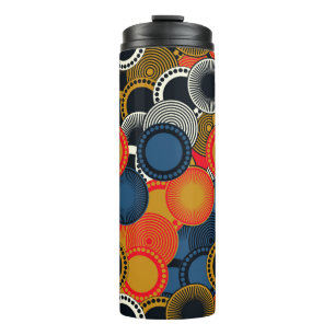 Bouteilles Isothermes style rétro, cercles géométriques motifs transp