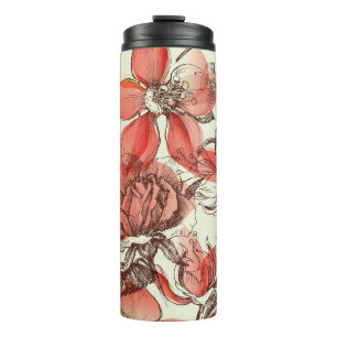 Bouteilles Isothermes Style rétro Roses rouges Motif