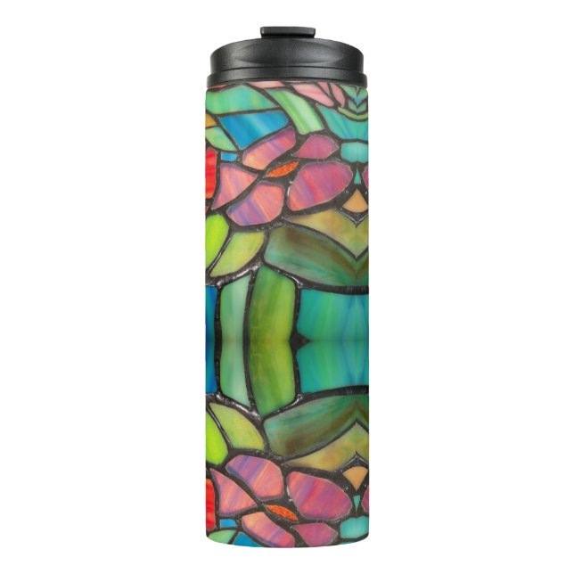 Bouteilles Isothermes Style verre tendu avec fleurs roses (Devant)