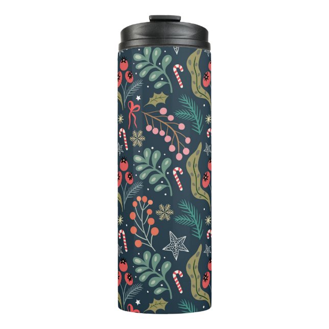 Bouteilles Isothermes Sucre de canne festif et Holly Motif (Devant)