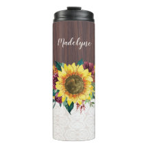 Sunflower Floral Rustic Nom personnalisé