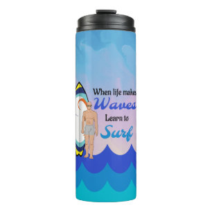 Bouteilles Isothermes Surboard Ocean Waves Blue Motivational Quote