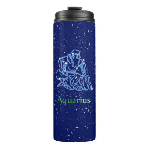 Bouteilles Isothermes Symbole Aquarius Constellation et Zodiaque avec ét