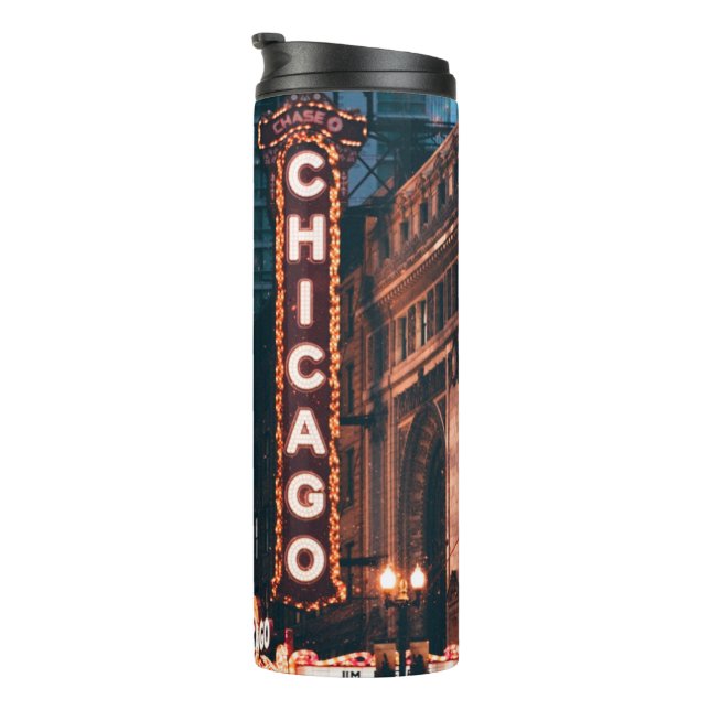 Bouteilles Isothermes SYMBOLE Chicago Illinois Neon Nuit (Tourné sur la droite)