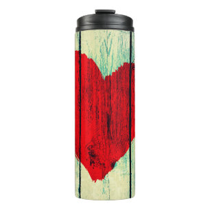 Bouteilles Isothermes Symbole d'amour sur mur en bois