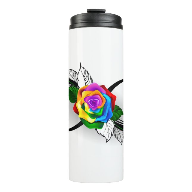 Bouteilles Isothermes Symbole d'infini avec Rose arc-en-ciel (Devant)