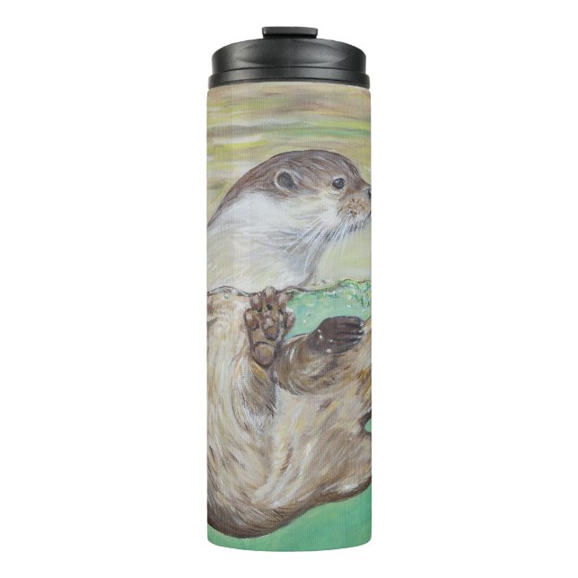 Bouteilles Isothermes Tableau de la loutre de rivière joueuse (Devant)