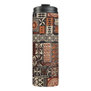 Bouteilles Isothermes Tapa tissu tribal de style hawaïen abstrait patch