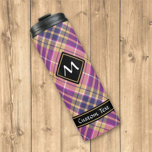 Bouteilles Isothermes Tartan rose, or et bleu