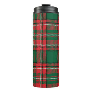 Bouteilles Isothermes Tartan traditionnel : motif plaid rouge-vert.
