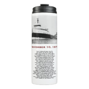 Bouteilles Isothermes Tasse Edmund Fitzgerald avec noms de l'équipage
