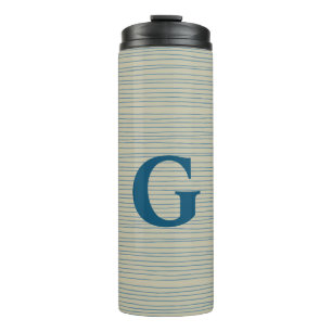 Bouteilles Isothermes Tasse personnalisée avec monogramme et rayures ble