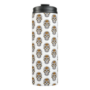Bouteilles Isothermes Tasse thermique à motif de crânes floraux