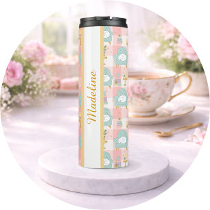 Bouteilles Isothermes Tasse Thermique Cozy Cat & Books Rose Menthe Fémin