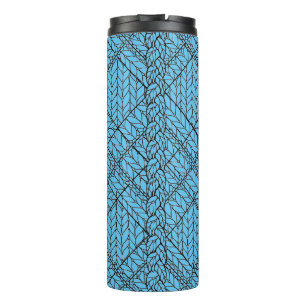 Bouteilles Isothermes Tasse thermique en tricot bleu à carreaux écossais