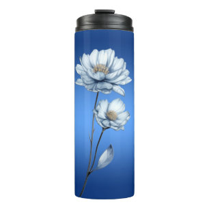 Bouteilles Isothermes Tasse Thermique Fleurs Aquarelle Bleue