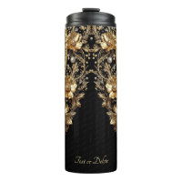 Tasse Thermique Fleurs Ornementales Dorées