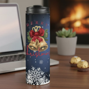 Bouteilles Isothermes Tasse Thermique Flocons de Neige Bleus Cloches de