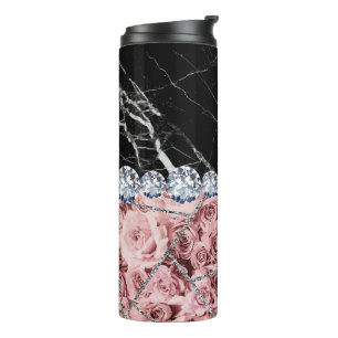 Bouteilles Isothermes Tasse Thermique Marbre Rose Argent Blanc Paillette