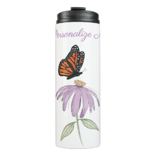 Bouteilles Isothermes Tasse thermique papillon sur fleur conique