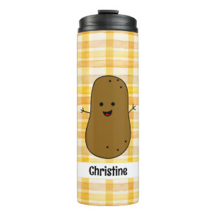 Bouteilles Isothermes Tasse Thermique Personnalisée Gingham Jaune Pomme