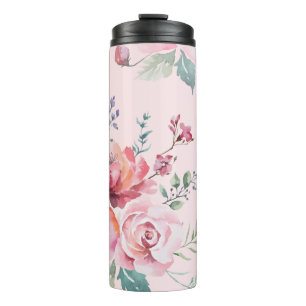 Bouteilles Isothermes Tasse Thermique Rose Pâle Aquarelle Luxueuse