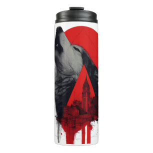 Bouteilles Isothermes Tasse Thermique Trash Polka Loup Hurleur Abstraite
