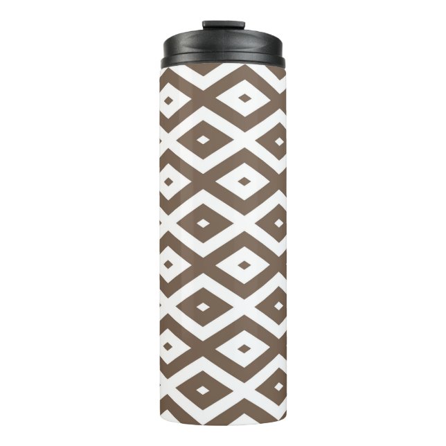 Bouteilles Isothermes Taupe motif diamant brun et blanc (Devant)
