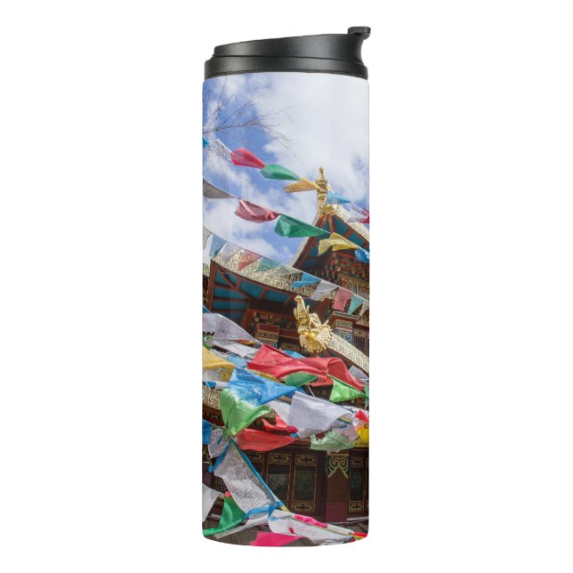 Bouteilles Isothermes Temple tibétain avec drapeaux de prière - Yunnan,  (Tourné sur la gauche)
