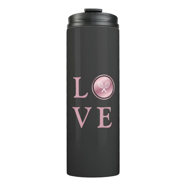 Bouteilles Isothermes Tennis Love Rose Rose Or Typographie Raquettes mig (Devant)