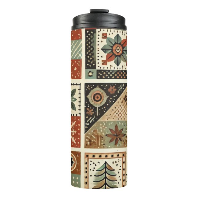 Bouteilles Isothermes Terre cuite Patchwork Quilt Rustique Boho Floral (Devant)