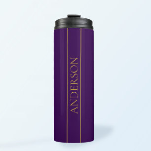 Bouteilles Isothermes Texte personnalisable élégant Or et violet foncé