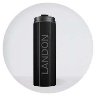 Bouteilles Isothermes Texte personnalisable Noir Moderne Gras & Gris F