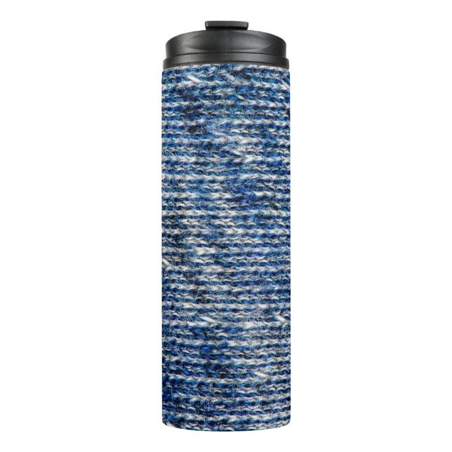 Bouteilles Isothermes Texture de laine de tricot bleu (Devant)