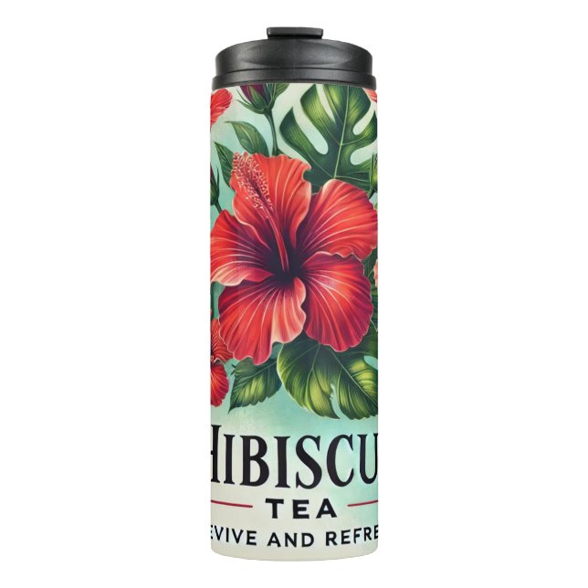 Bouteilles Isothermes Thé Hibiscus Design Art AI (Devant)