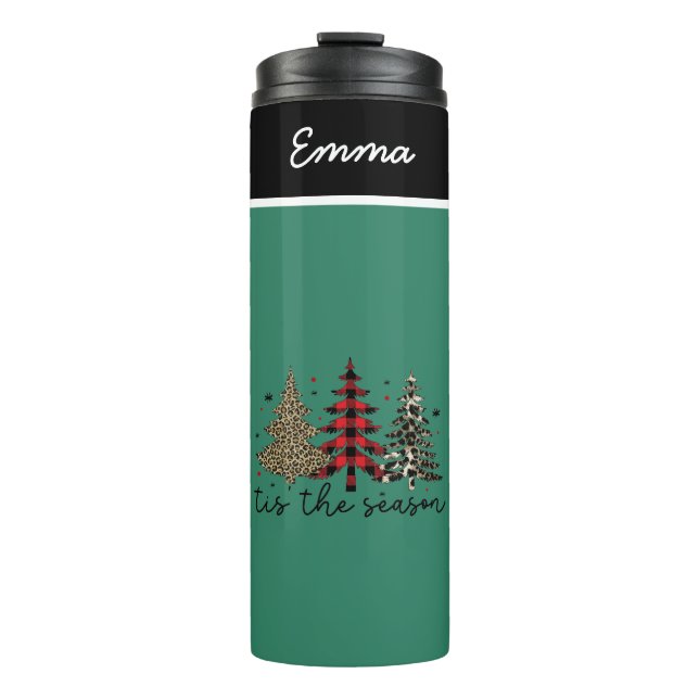 Bouteilles Isothermes "Tis the Season" Plaid Leopard Christmas Trees (Devant)