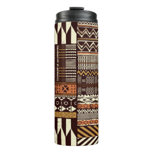 Bouteilles Isothermes Tissu tribal africain patchwork abstrait vin