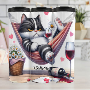 Bouteilles Isothermes Titre : Chat Grumpy à Hammock avec vin