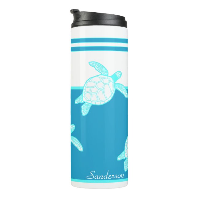 Bouteilles Isothermes Tortue marine marine Personnalisée Bleu Turquoise  (Tourné sur la droite)