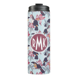 Bouteilles Isothermes Toucans avec le monogramme exotique des fleurs  