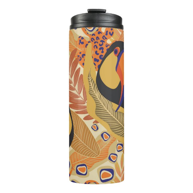 Bouteilles Isothermes Toucans sur branches, motif tropical sans soudure. (Devant)