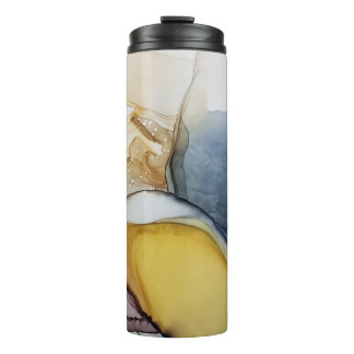 Bouteilles Isothermes Tourbillons d'encre d'alcool, teinte jaune, abstra